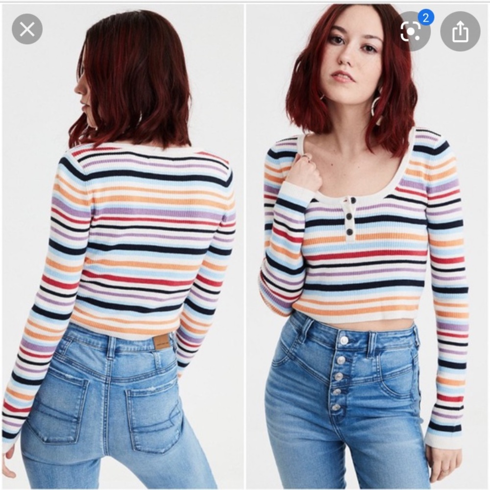 American Eagle Cropped Long Sleeve Sweater